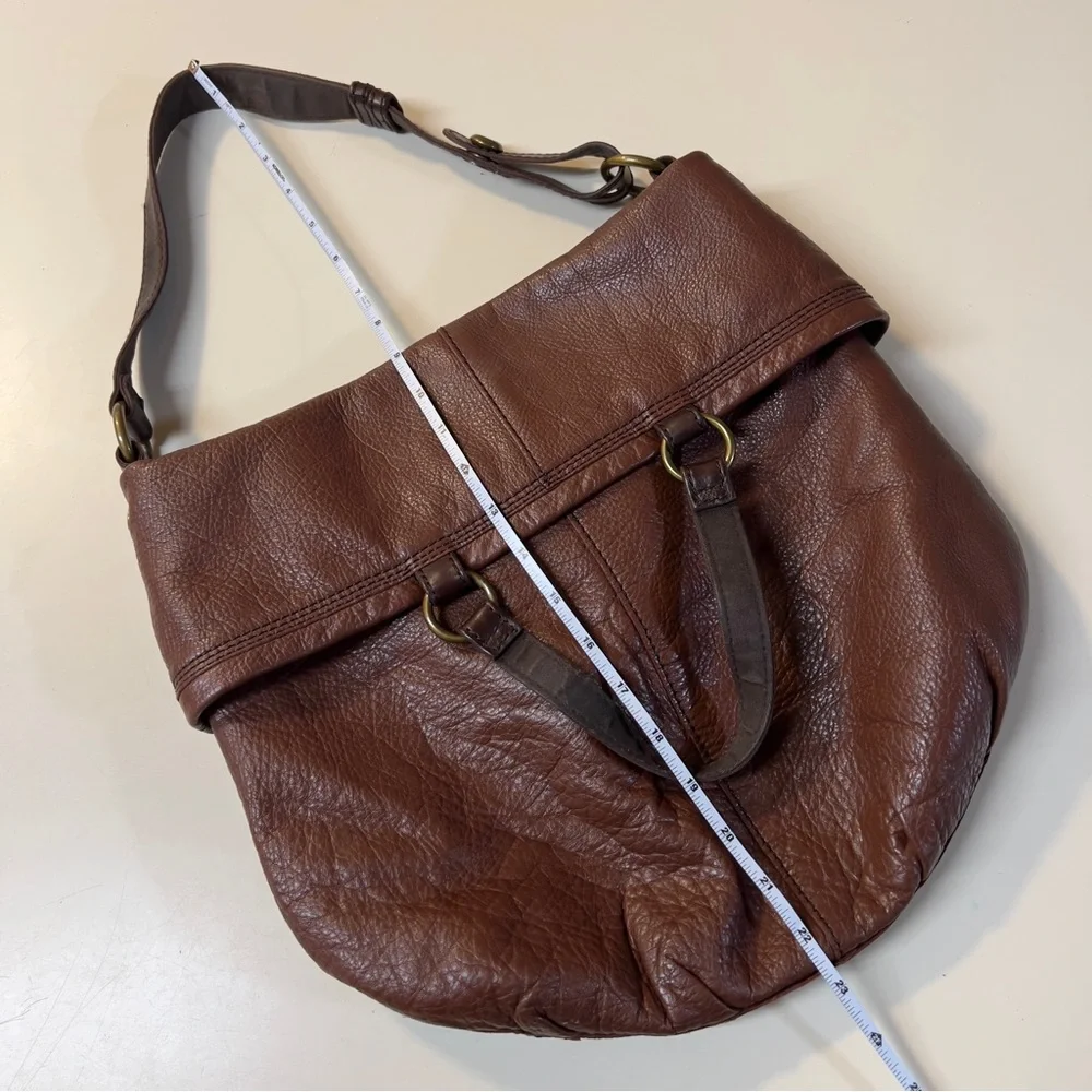 Lucky Brand Cinnamon Brown Leather Convertible ABBEY ROAD Fold Over shoulder Bag